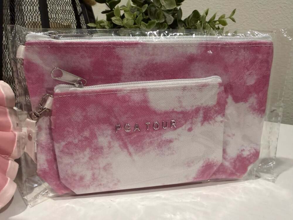 Bnew PGA Tour Valuables Pouch Set OS Pink White Tie Dye